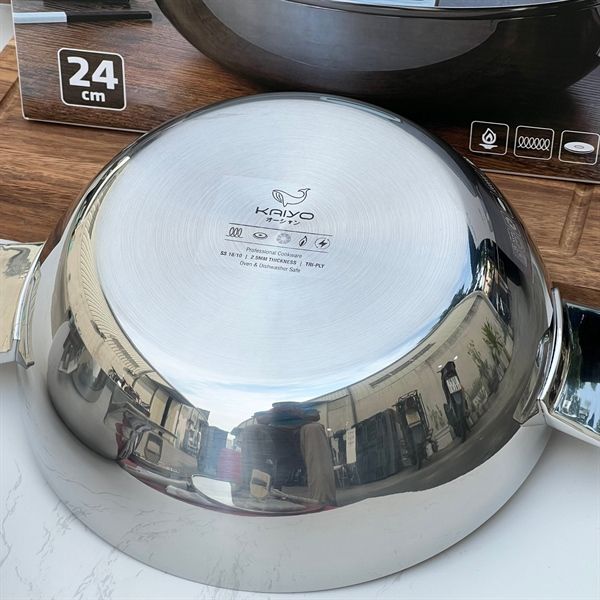 Chảo Inox Kaiyo 2 QUAI SÂU LÒNG CÓ NẮP