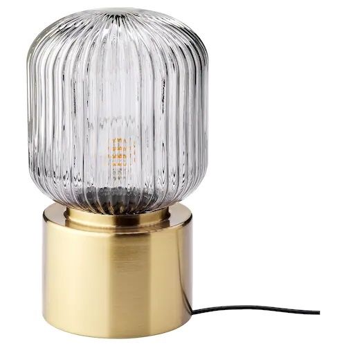 Đèn để bàn cổ điển IKEA SOLKLINT gồm bóng E27 trong suốt