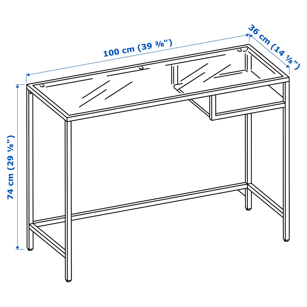 Bàn kính IKEA VITTSJO (đen)