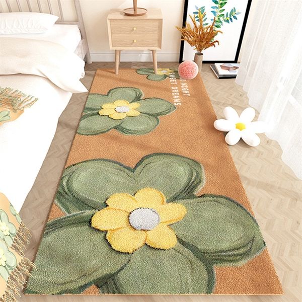 Thảm cạnh giường họa tiết hoa dày dặn êm chân 60*160cm