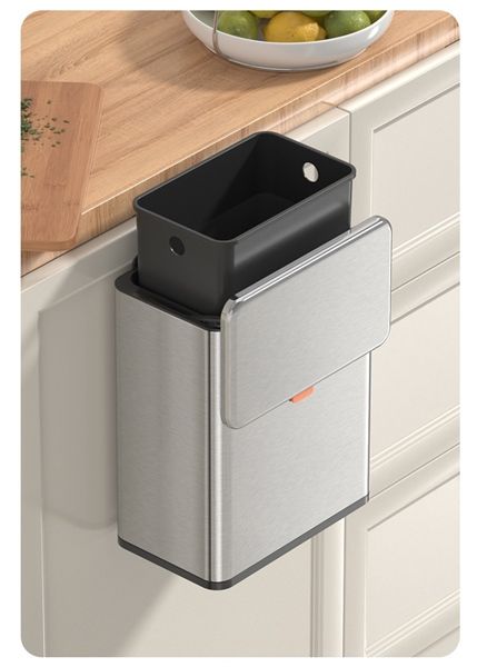 Thùng rác inox TREO TỦ có lõi bên trong có miếng dán Tobin