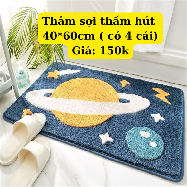 Thảm sợi chống trượt 40*60cm Hành tinh