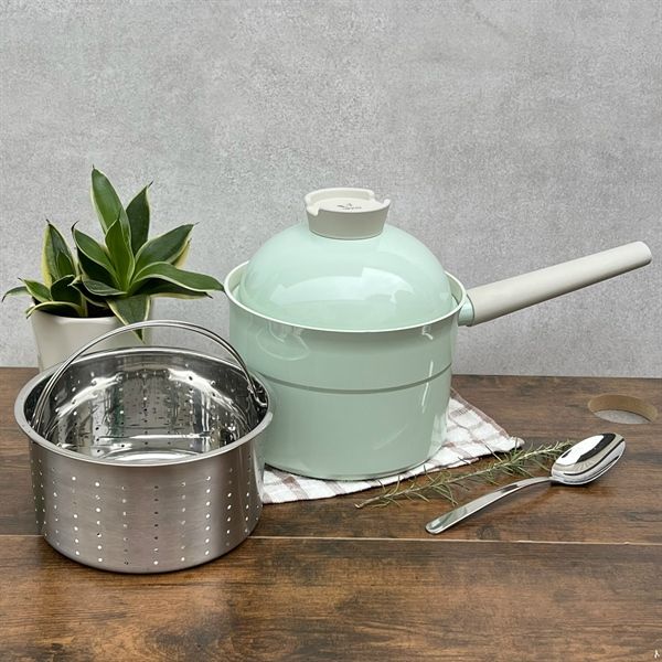 Bộ nồi nhôm đúc kèm xửng hấp Kaiyo màu xanh mint