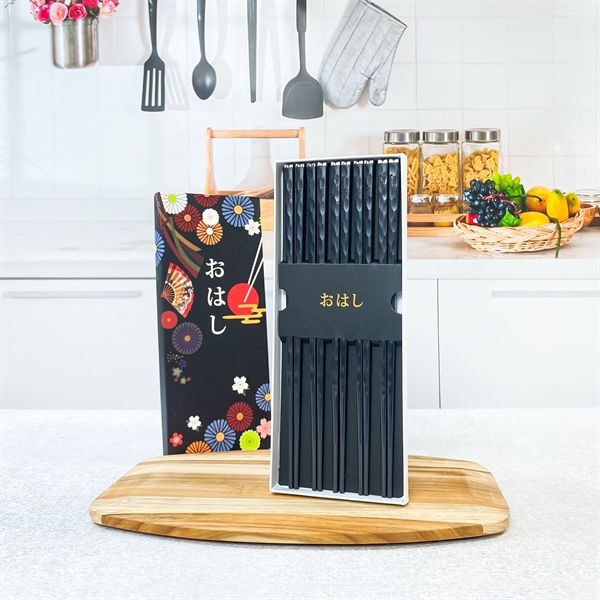 Set 5 đôi đũa Shikisai hoa Đào sợi thuỷ tinh cao cấp đầu bạc