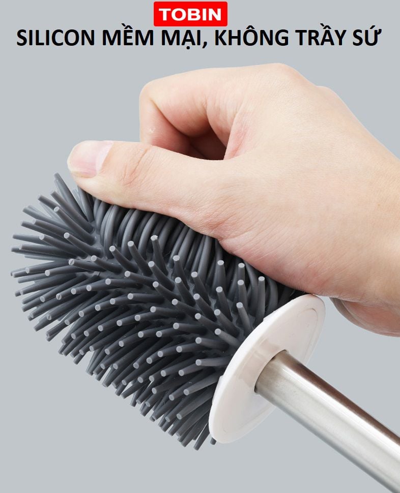 Cọ bồn cầu, toilet silicon có giá đựng treo tường hoặc để sàn TOBIN