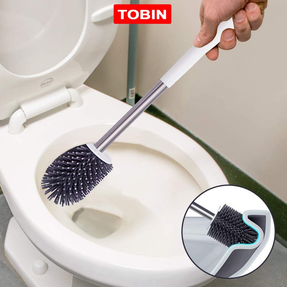 Cọ bồn cầu, toilet silicon có giá đựng treo tường hoặc để sàn TOBIN