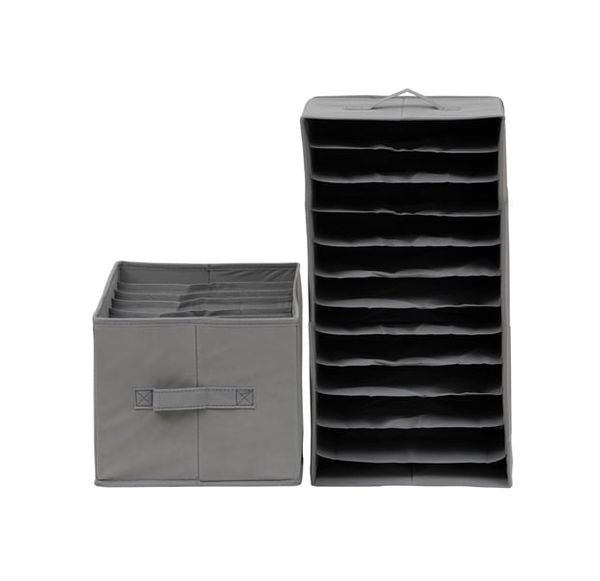 1 Hộp vải chia ngăn KHÔNG NẮP 12 NGĂN MÀU XÁM