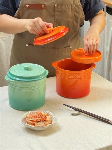 Hũ gốm muối dưa cà, đựng mỡ lợn, cơm mẻ cầu vồng Kaiyo 1.5L
