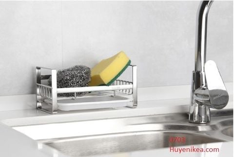 Khay nhỏ inox 304 đựng miếng rửa chén CÓ KHAY HỨNG NƯỚC 18*10*9cm