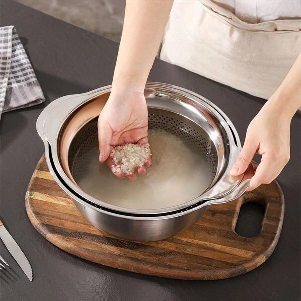 Bộ thau kèm rổ inox size 27cm