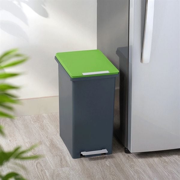 Thùng rác FITIS Compact XÁM NẮP XANH 10L - PPS1-904