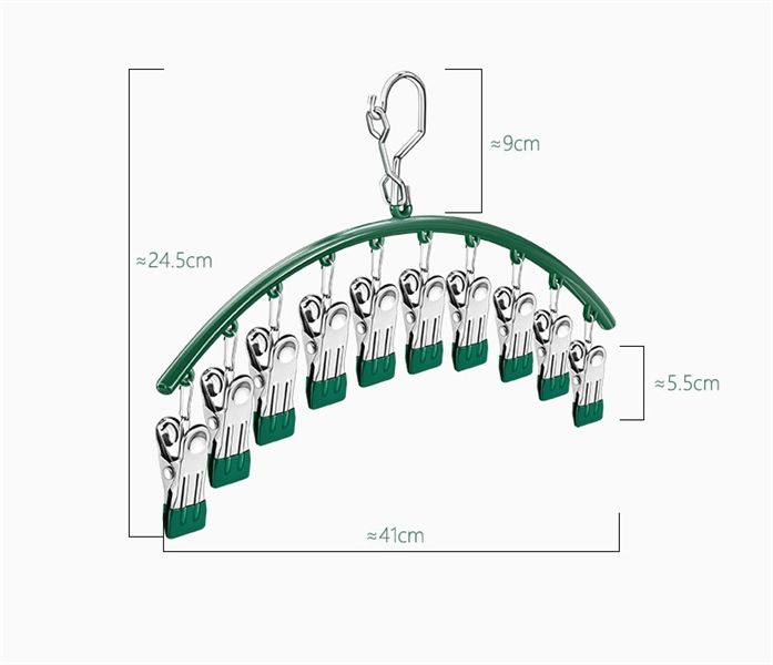 Móc Treo Đồ Lót, Vớ, Quần Áo 10 Kẹp Phơi Đồ Đa Năng Màu Xanh