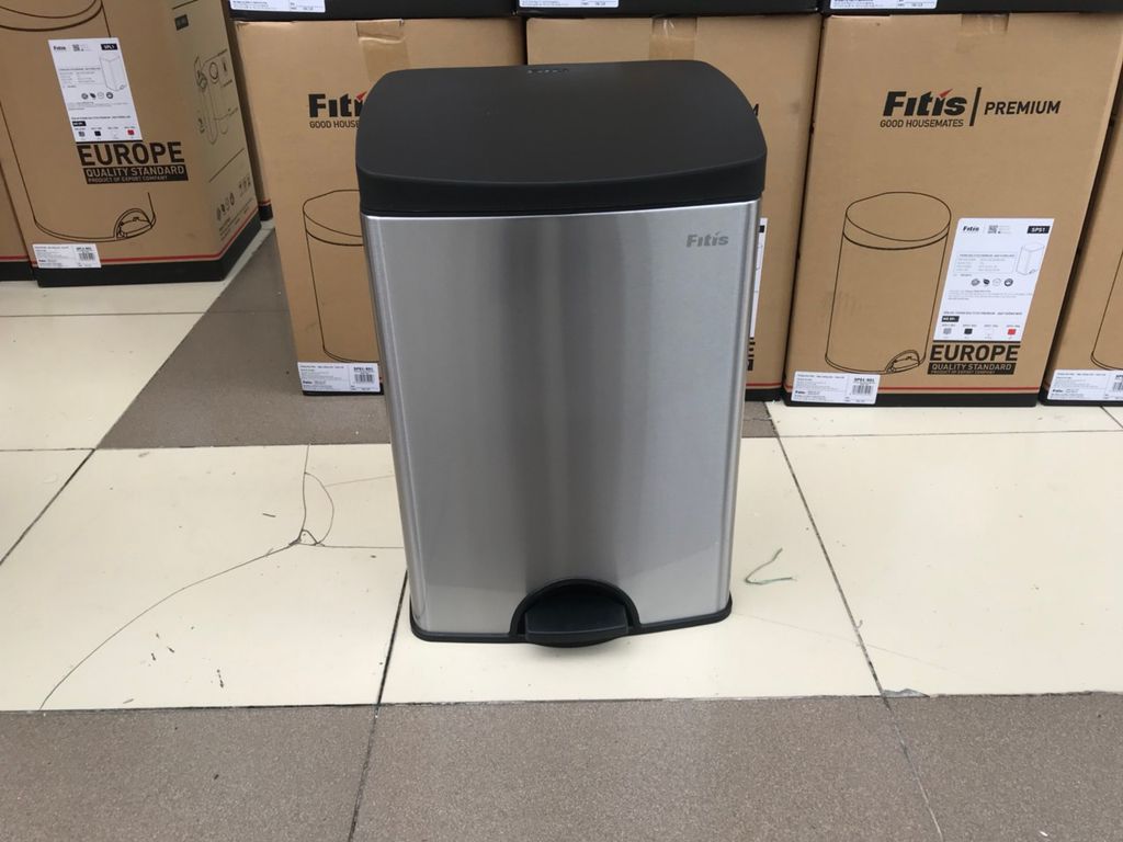 Thùng rác FITIS - Đạp vuông nhỏ - Inox mờ 15L 30 x 26 x 44 (cm) SPS1-901