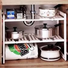 Giá để đồ dùng nhà bếp 2 tầng điều chỉnh độ dài tiện lợi