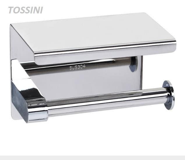 Giá inox giữ cuộn giấy vệ sinh ĐƠN kèm keo Đức