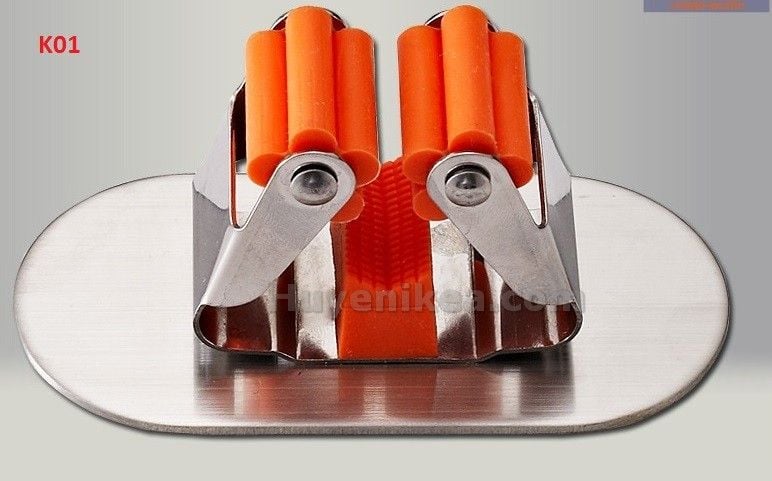 Giá kẹp chổi inox dán tường
