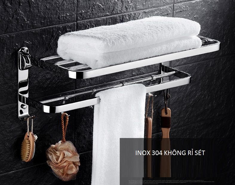 Giá inox 2 TẦNG để KHĂN TẮM 60CM