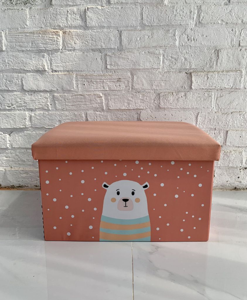Hộp vải làm ghế ngồi đa năng trẻ em hình họa tiết Vuông 31*31*31cm