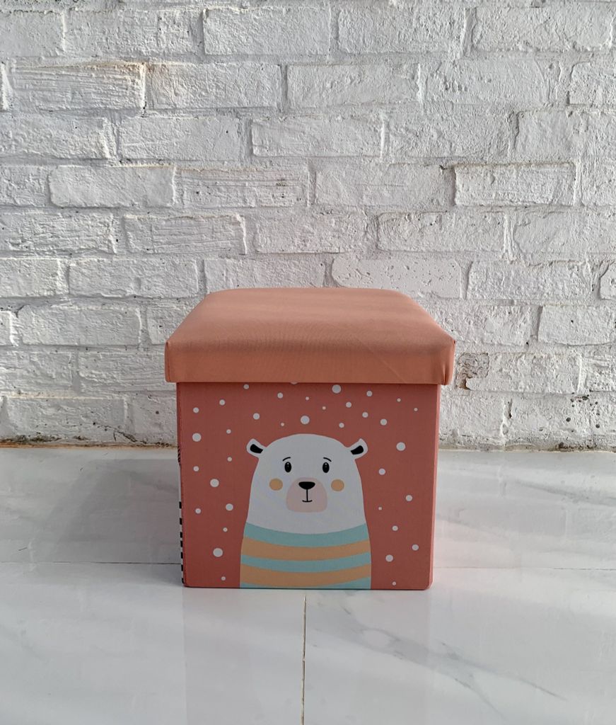 Hộp vải làm ghế ngồi đa năng trẻ em hình họa tiết Vuông 31*31*31cm