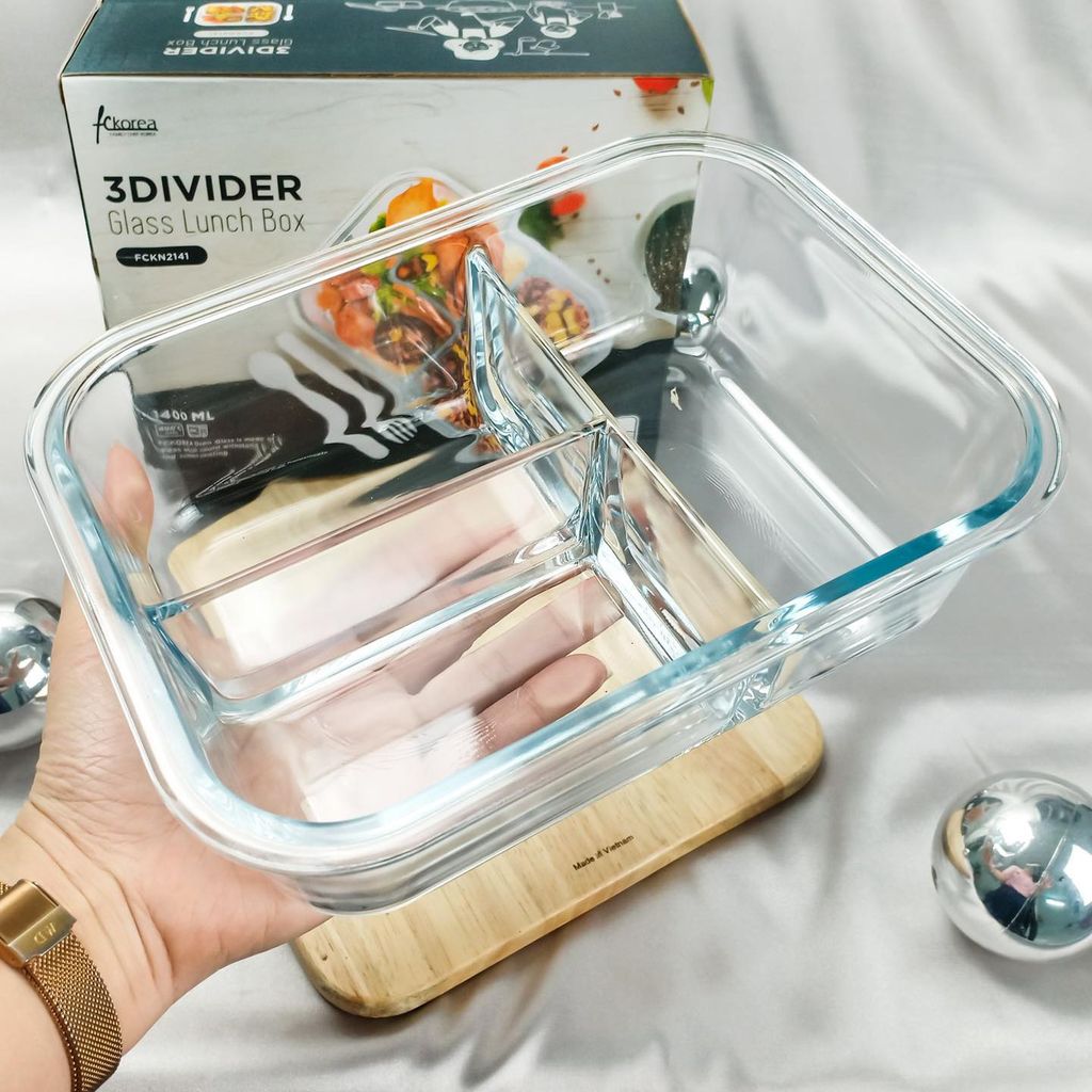 Hộp thực phẩm thủy tinh 3 ngăn FCkorea