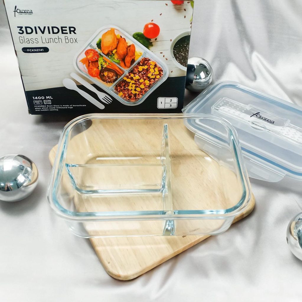 Hộp thực phẩm thủy tinh 3 ngăn FCkorea
