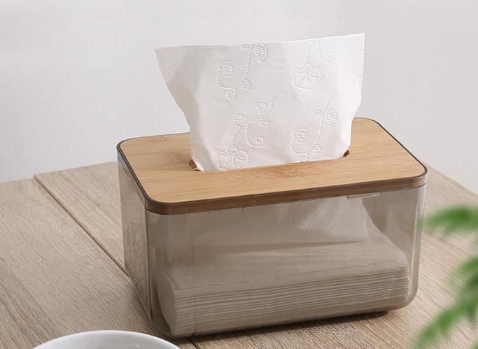 Hộp đựng giấy ăn trong nắp gỗ