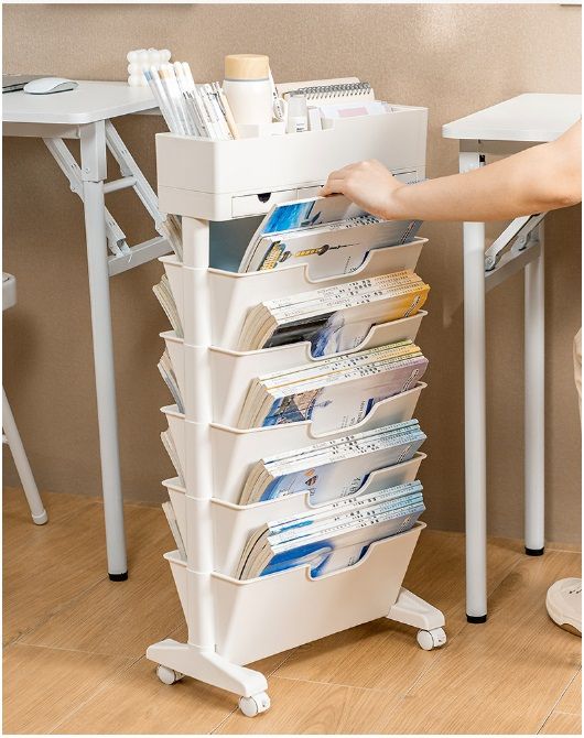 Kệ sách báo có bánh xe di chuyển VOI VUÔNG