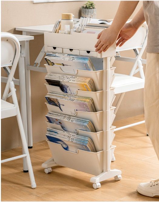 Kệ sách báo có bánh xe di chuyển VOI VUÔNG