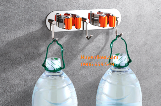 Giá kẹp chổi inox dán tường