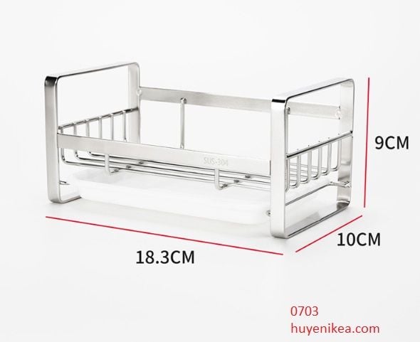 Khay nhỏ inox 304 đựng miếng rửa chén CÓ KHAY HỨNG NƯỚC 18*10*9cm