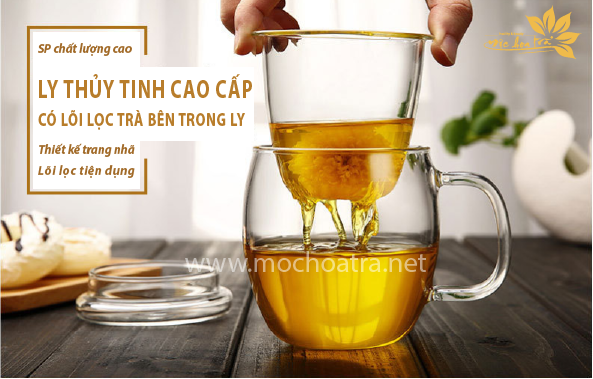 Ly trà thủy tinh có lõi lọc