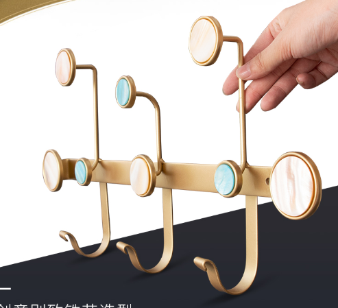 Móc treo đồ vàng đồng hoạ tiết đá