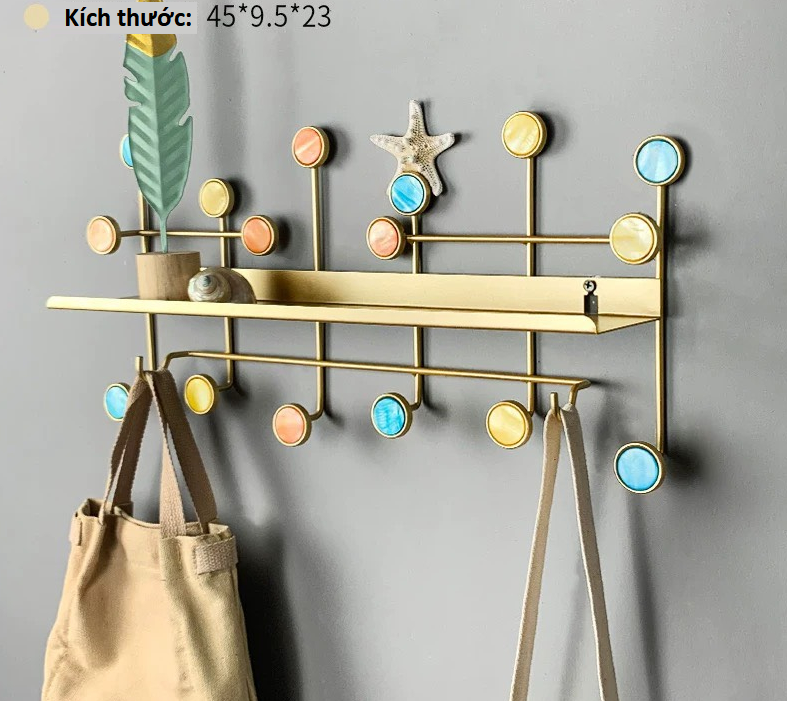 Móc treo đồ vàng đồng hoạ tiết đá