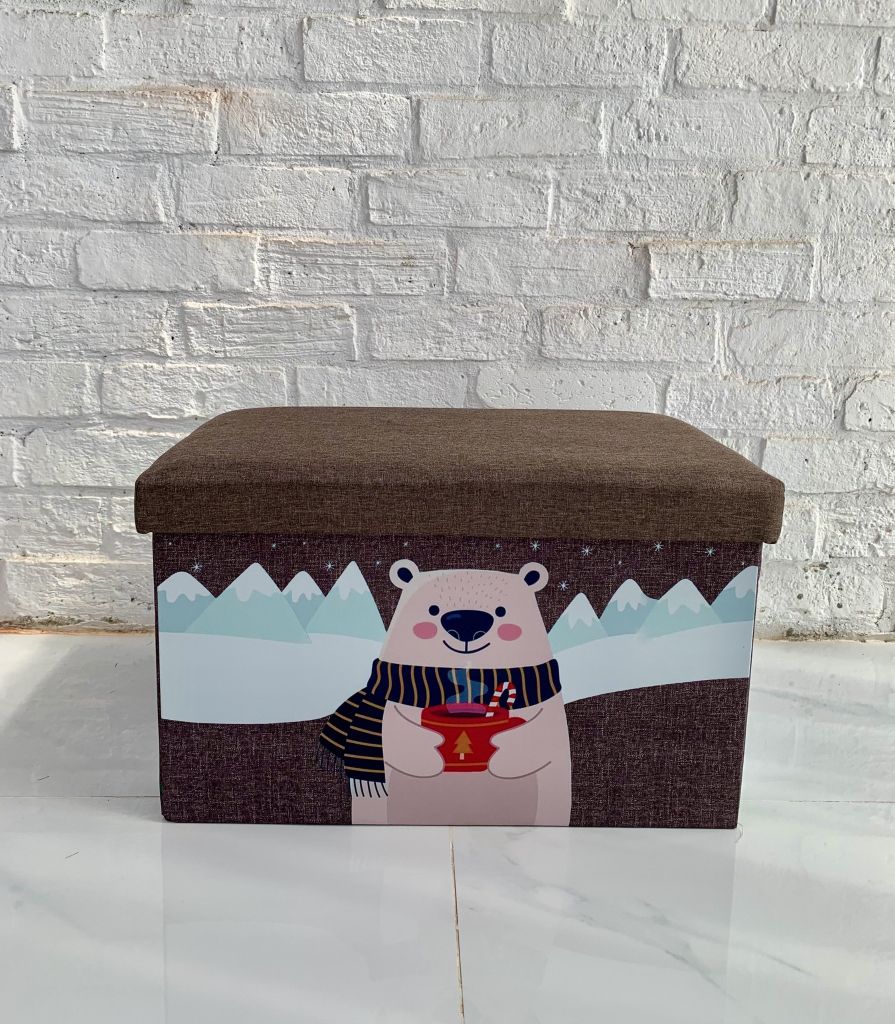 Hộp vải làm ghế ngồi đa năng trẻ em hình họa tiết Vuông 31*31*31cm