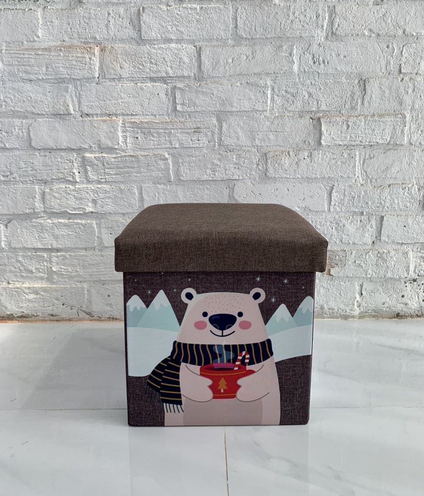 Hộp vải làm ghế ngồi đa năng trẻ em hình họa tiết Vuông 31*31*31cm