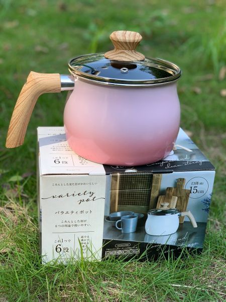 Nồi chiên ngập dầu có vòi rót nhật bản 15cm-MÀU HỒNG