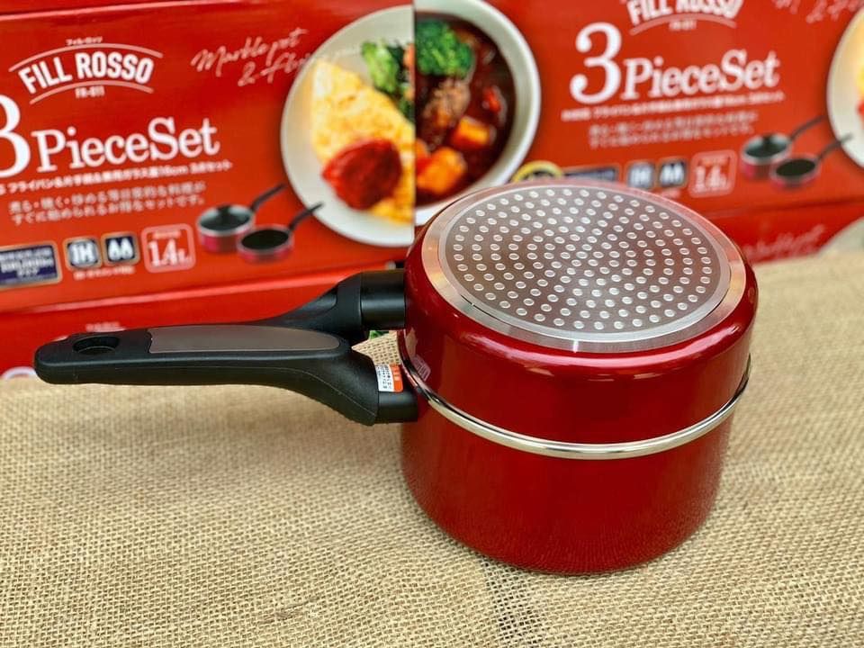 set 2 nồi chảo quánh 16cm kèm nắp đậy nhật