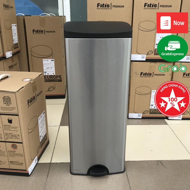 Thùng rác inox FITIS cỡ lớn 27cm x 30cm x 72cm