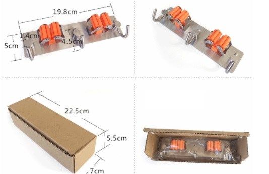 Giá kẹp chổi inox dán tường