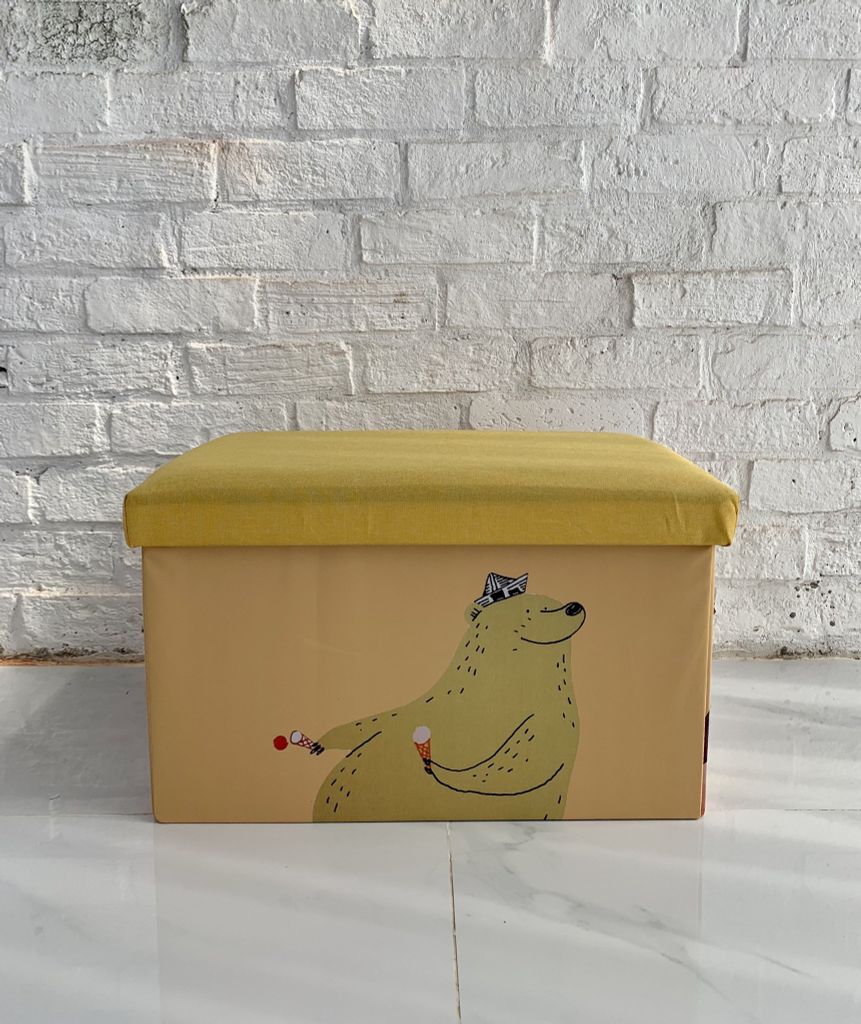 Hộp vải làm ghế ngồi đa năng trẻ em hình họa tiết Vuông 31*31*31cm