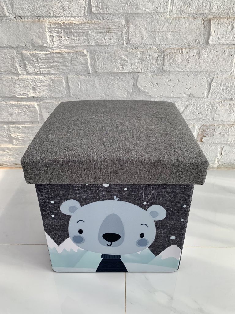 Hộp vải làm ghế ngồi đa năng trẻ em hình họa tiết Vuông 31*31*31cm