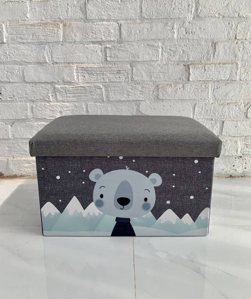 Hộp vải làm ghế ngồi đa năng trẻ em hình họa tiết Vuông 31*31*31cm