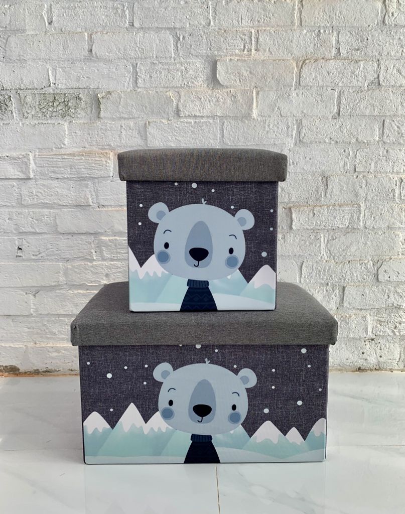 Hộp vải làm ghế ngồi đa năng trẻ em hình họa tiết Vuông 31*31*31cm