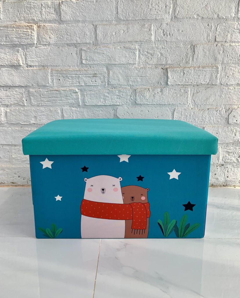 Hộp vải làm ghế ngồi đa năng trẻ em hình họa tiết Vuông 31*31*31cm