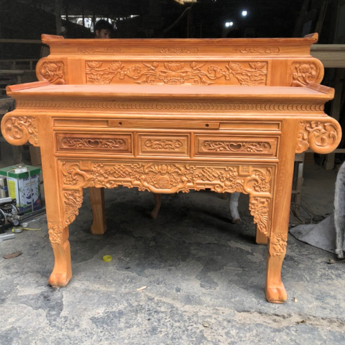  Bàn thờ gia tiên gỗ gõ đỏ 2 tầng tay cuốn GD03 