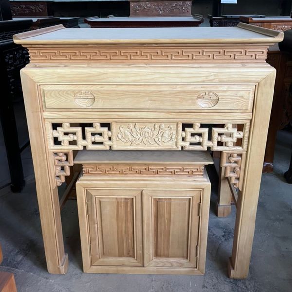  Bàn thờ gia tiên gỗ sồi đẹp kèm tủ GS07 