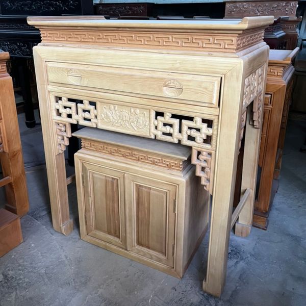  Bàn thờ gia tiên gỗ sồi đẹp kèm tủ GS07 