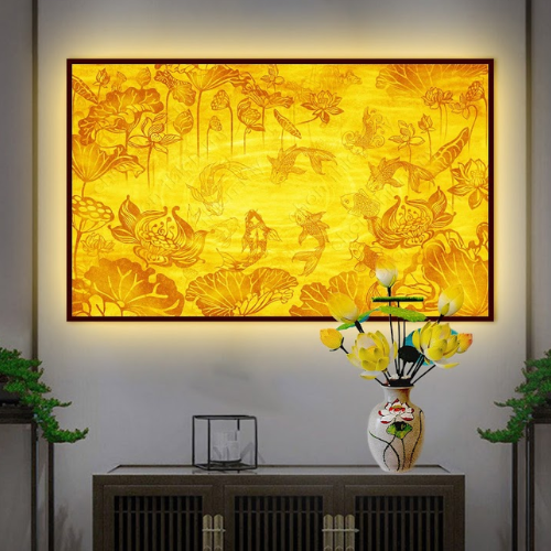  Tranh trúc chỉ in chữ nhật thờ Phật DCN07 