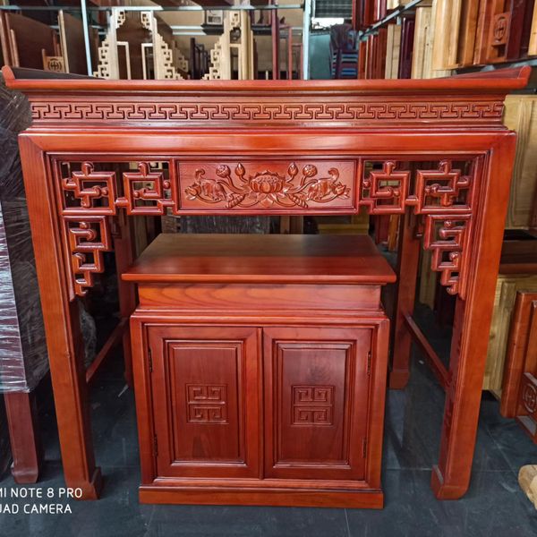  Bàn thờ đứng gỗ sồi hoa sen kèm tủ GS01 