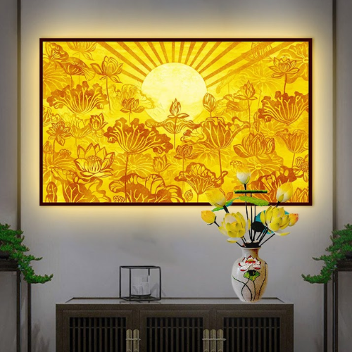  Đèn tranh trang trí hoa sen DNC14 